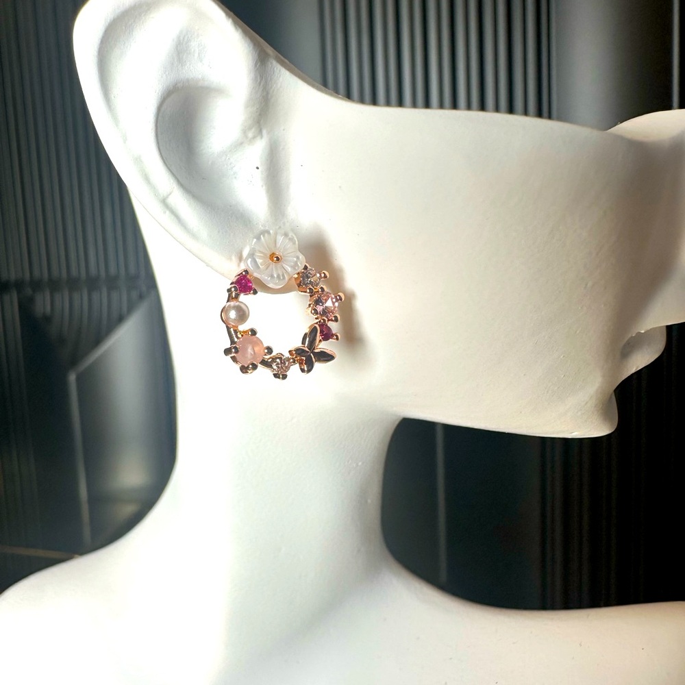 New Ramla Rose Gold Plated Flower Earrings